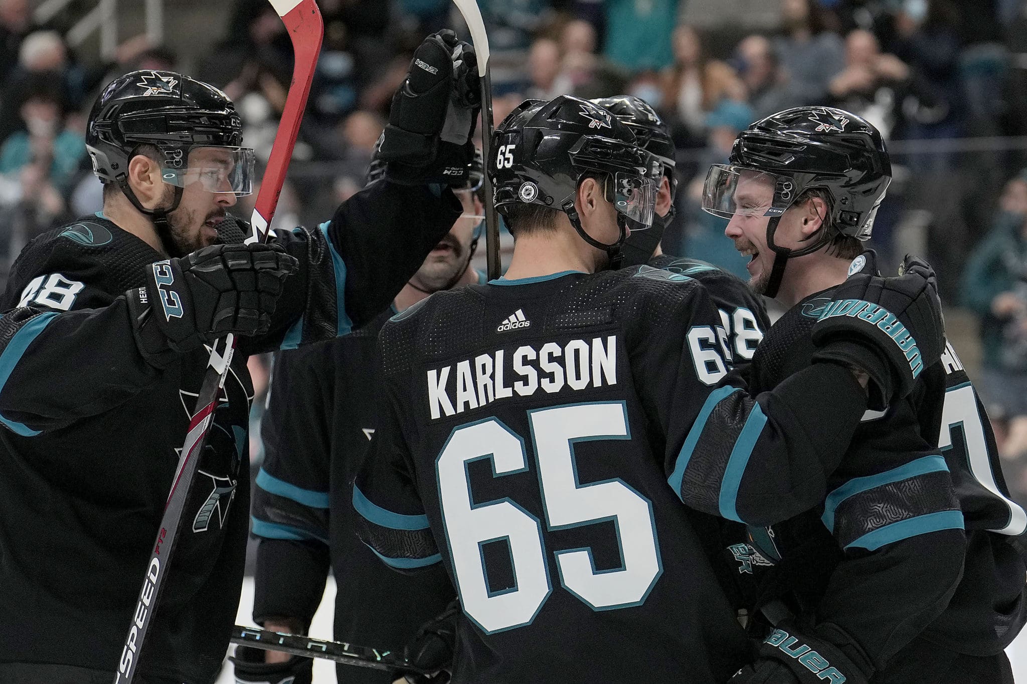 Erik Karlsson made his San Jose debut in the Sharks new 'stealth mode'  jersey